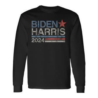Biden Harris 2024 Retro Vintage Distressed Long Sleeve T-Shirt | Mazezy