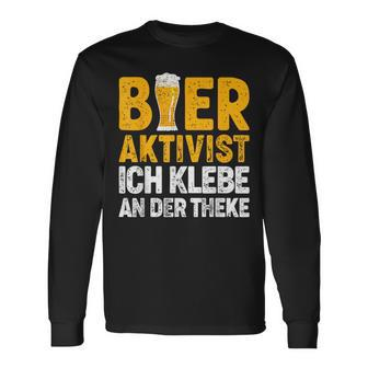 Bier-Aktivist Schwarzes Langarmshirts, Ich Klebe An Der Theke Lustiges Biertrinker-Design - Seseable