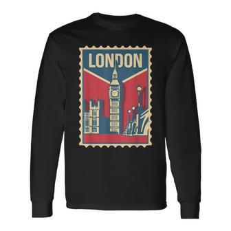Big Ben Stamp Souvenir London Cute Souvenir For Tourists Long Sleeve T-Shirt - Thegiftio UK