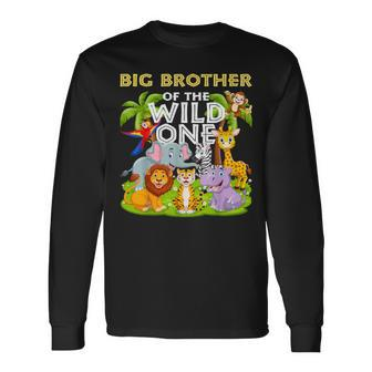 Big Brother Of The Wild One Birthday Animal Safari Jungle Long Sleeve T-Shirt - Thegiftio UK