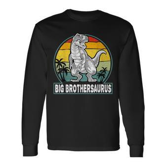 Big Brothersaurus Vintage T Rex Dinosaur Big Brother Saurus Long Sleeve T-Shirt - Thegiftio UK