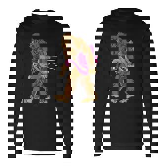 Bigfoot Carrying Lawn Flamingo Sasquatchs Long Sleeve T-Shirt | Mazezy