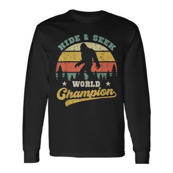 Bigfoot Hide And Seek World Champion Sasquatch Retro Vintage Long Sleeve T-Shirt - Monsterry AU