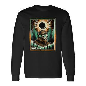 Bigfoot Total Solar Eclipse 2024 Vintage Style Long Sleeve T-Shirt - Monsterry CA