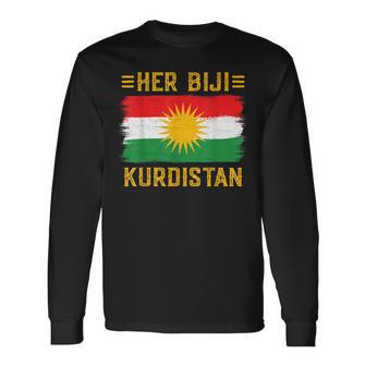 Her Biji Kurdistan Flag Kurdish Kurd Erbil Kurdi Kurdistan Langarmshirts - Geschenkecke