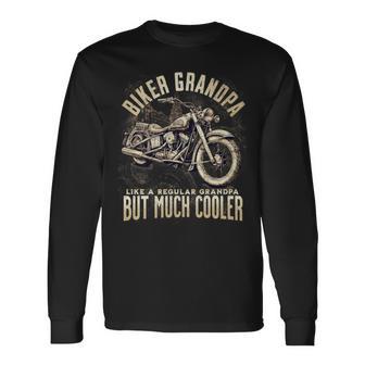 Biker Grandpa Grandad Motorcycle Motorbike Bike Adventure Long Sleeve T-Shirt - Monsterry