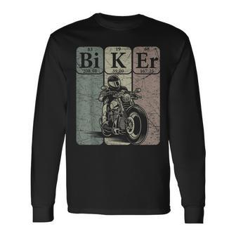 Biker Periodic Table Elements Motorcycle Biking Vintage Long Sleeve T-Shirt - Monsterry DE