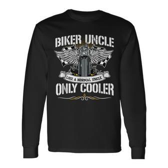 Biker Uncle Motorcycle Father's Day Uncle Biker Motocross Long Sleeve T-Shirt - Seseable