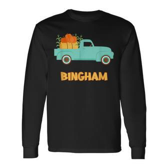 Bingham Custom Last Name Family Pumpkins Thanksgiving Long Sleeve T-Shirt - Monsterry
