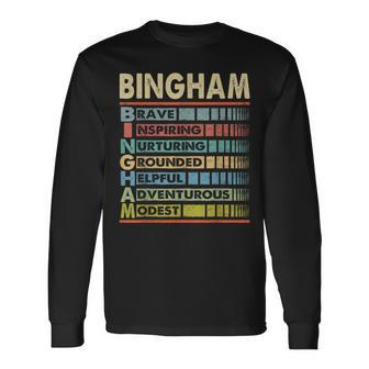 Bingham Family Name First Last Name Bingham Long Sleeve T-Shirt - Monsterry
