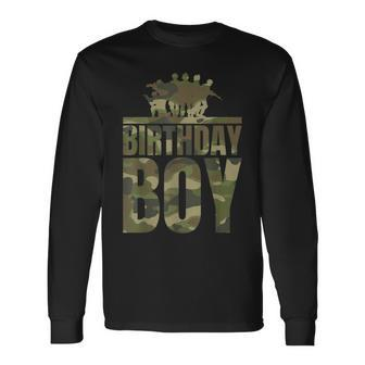 Birthday Boy Army Party Military Party Camo Long Sleeve T-Shirt - Monsterry DE