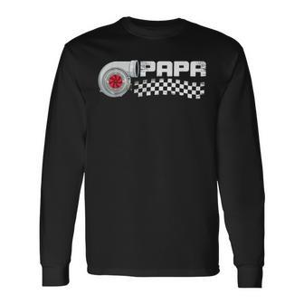 Birthday Party Matching Family Pit Crew Race Car Papa Long Sleeve T-Shirt - Monsterry