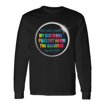 Birthday Solar Eclipse 2024 April 8 Total Eclipse Tie Dye Long Sleeve T-Shirt - Thegiftio UK