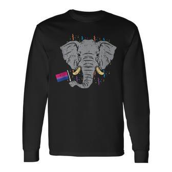 Bisexual Flag Elephant Lgbt Bi Pride Stuff Animal Long Sleeve T-Shirt - Monsterry UK