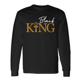 Black African Father Day King Egyptian Ankh Long Sleeve T-Shirt - Monsterry DE