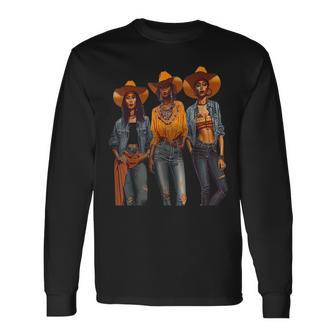 Black Cowgirls African American Texas Girls Women Long Sleeve T-Shirt - Monsterry DE