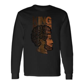Black King Fathers Day Melanin Dad African American Father Long Sleeve T-Shirt - Thegiftio UK