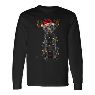 Black Lab Labrador Christmas Tree Reindeer Pajama Dog Xmas Long Sleeve T-Shirt - Seseable