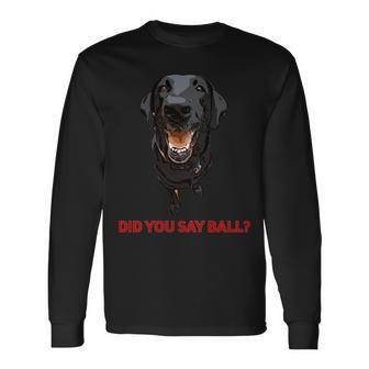 Black Lab Did You Say Ball Long Sleeve T-Shirt - Monsterry