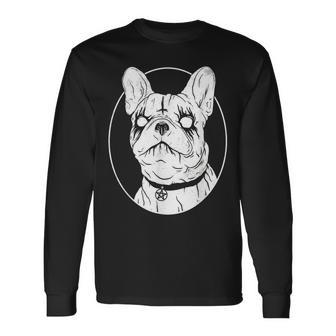 Black Metal French Bulldog Gothic Heavy Metal Dog Long Sleeve T-Shirt - Monsterry AU
