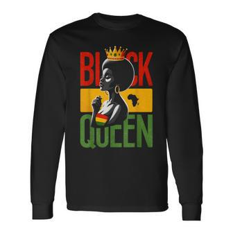 Black Queen Black History Queen Afro-African American Women Long Sleeve T-Shirt - Thegiftio
