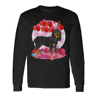 Black And Tan Coonhound Heart Valentine Day Decor Long Sleeve T-Shirt - Monsterry CA