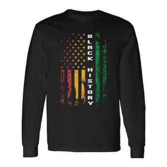 Black History African American Flag Africa Black Pride Long Sleeve T-Shirt - Seseable