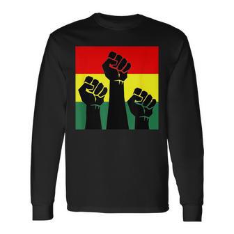 Black History Month Fist Long Sleeve T-Shirt - Monsterry CA