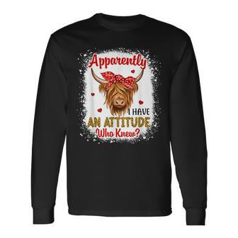 Bleached Highland Cow Apparently I Have An Attitude Who Knew Long Sleeve T-Shirt - Monsterry DE