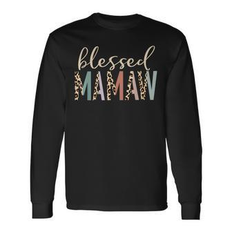 Blessed Mamaw Cute Leopard Print Long Sleeve T-Shirt - Thegiftio UK