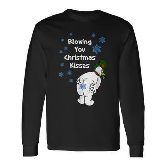 Blowing You Christmas Kisses Christmas Snowman Xmax Long Sleeve T-Shirt - Seseable