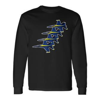 Blue Angels Navy Wedge Formation Navy Long Sleeve T-Shirt - Monsterry AU