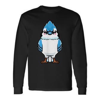 Blue Jay Bird Cyanocitta Cristata Emoticon Long Sleeve T-Shirt - Monsterry AU