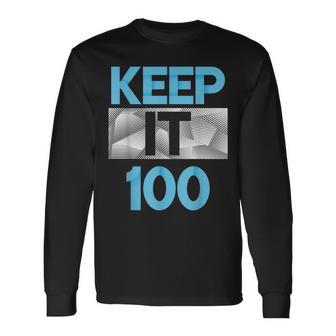 Blue Keep It 100 Blue Color Graphic Long Sleeve T-Shirt - Monsterry DE