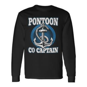 Boating Pontoon Co Captain Son Boy Kid Dad Grandpa Boat Long Sleeve T-Shirt - Monsterry UK