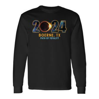 Boerne Texas Total Eclipse Solar 2024 Long Sleeve T-Shirt - Monsterry