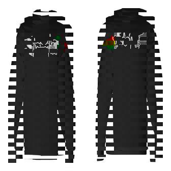 Bolivia Italy Flag Italian Bolivian Heartbeat Long Sleeve T-Shirt | Mazezy