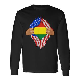 Bolivian Blood Inside Me Bolivia Flag Long Sleeve T-Shirt - Monsterry