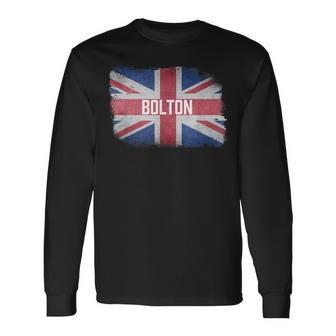 Bolton United Kingdom British Flag Vintage Uk Souvenir Long Sleeve T-Shirt - Monsterry UK