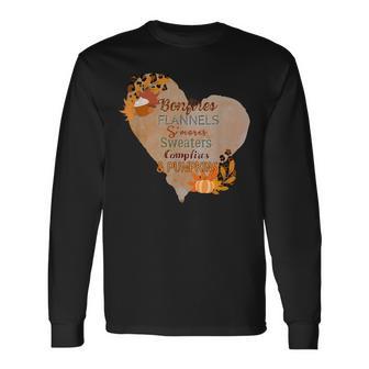 Bonfires Flannels S'mores Sweaters Campfires And Pumpkins Long Sleeve T-Shirt - Monsterry