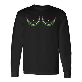 Boob Mardi Gras 2024 Beads Boobs Outline Long Sleeve T-Shirt - Seseable