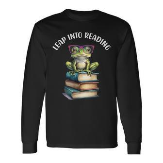 Book Reading Cute Frog Leap Into Reading Long Sleeve T-Shirt | Seseable UK