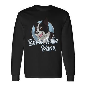 Border Collie Papa Mit Comic Zeichnung Herren Langarmshirts - Geschenkecke