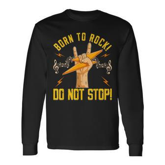 Born To Rock 80'S Rocker Guitar Guitarist Cool Music Lovers Long Sleeve T-Shirt - Monsterry DE