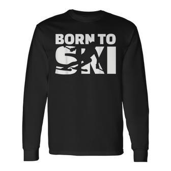 Born to Ski Schwarz Langarmshirts, Pistenmotiv für Skifahrer - Seseable