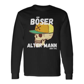 Böser Alter Mann Papa Opa Totenkopf Skullintage Spruch Langarmshirts - Geschenkecke