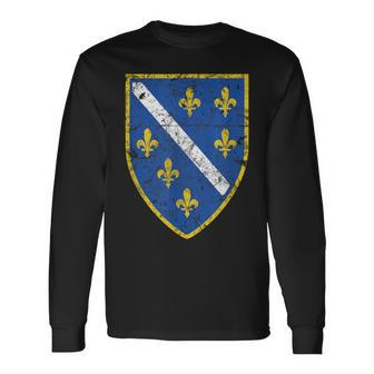 Bosnia Crest Grunge Flag Bosnia Langarmshirts - Seseable