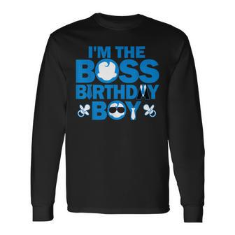 Im The Boss Birthday Boy Baby Family Party Decorations Long Sleeve T-Shirt | Mazezy