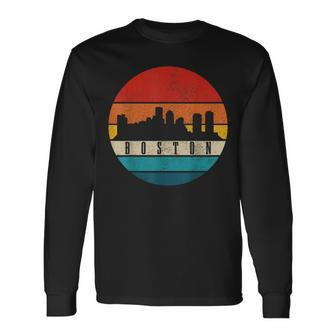 Boston Massachusetts Skyline Pride Vintage Boston Long Sleeve T-Shirt - Monsterry CA