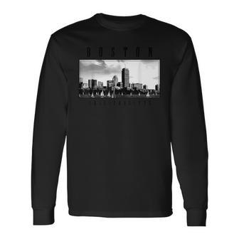 Boston Skyline Massachusetts Pride Vintage Boston Long Sleeve T-Shirt - Monsterry CA